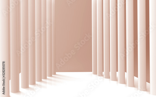 Fotomural 3d mural wallpaper Illustration of 3D crystall corridor silver background and