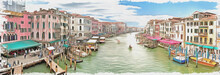Imitation Of A Picture. Oil Paint. Illustration. Grand Canal. Panorama. Venice. Italy