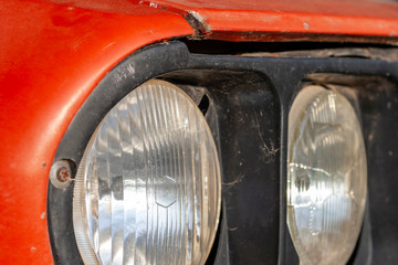 Headlights on an old car