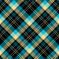 Seamless pattern in marvelous black, yellow and blue colors for plaid, fabric, textile, clothes, tablecloth and other things. Vector image. 2