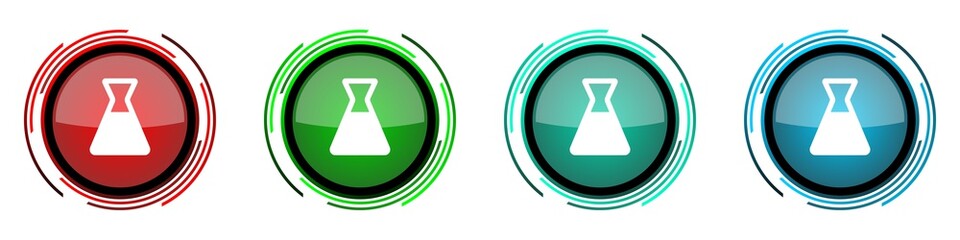 Leinwandbilder - Laboratory round glossy vector icons, set of buttons for webdesign, internet and mobile phone applications in four colors options isolated on white background