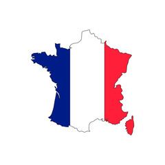 Wall Mural - france map vector with flag, isolated on white background.