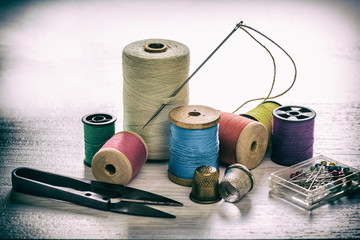 Wall Mural - The concept of sewing accessories