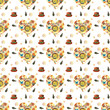 © Svitlana - Steampunk seamless pattern with watercolor hearts