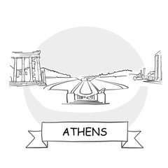 Wall Mural - Athens Cityscape Vector Sign