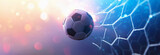 Soccer Ball in Goal. Multicolor Background