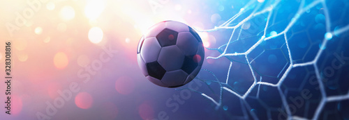 Soccer Ball in Goal. Multicolor Background Poster Mural XXL