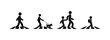 pedestrian icon, stick figure man character set isolated silhouettes