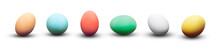 Whole Painted Colored Easter Eggs Isolated On A White Background.