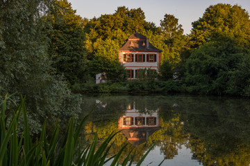 Wall Mural - house on the river, reflection 