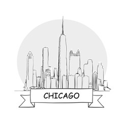 Wall Mural - Chicago hand-drawn urban vector sign