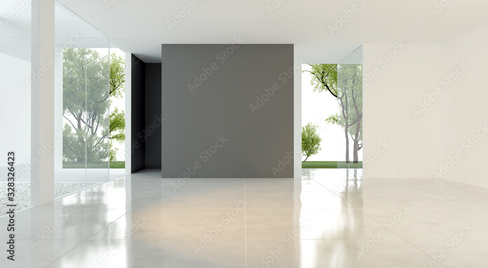 Obraz na płótnie Large luxury modern minimal bright interiors room mockup illustration 3D rendering w salonie