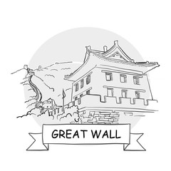 Wall Mural - Great Wall hand-drawn urban vector sign