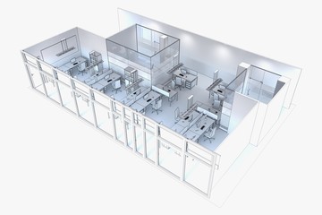 office, interior visualization, 3D illustration