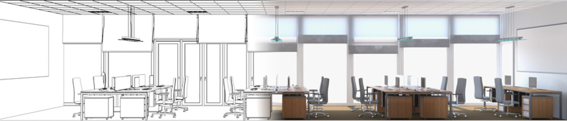 Wall Mural - office, interior visualization, 3D illustration