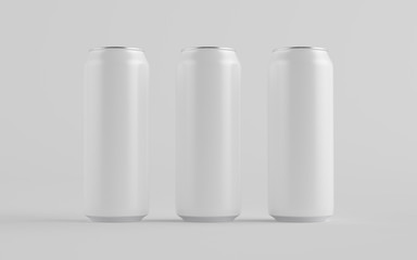 16 oz. / 500ml Aluminium Can Mockup - Three Cans. Blank Label.  3D Illustration