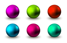 Green, Blue, Red, Pink, Purple Glossy Sphere.