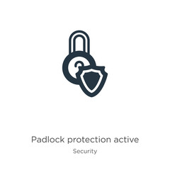 Padlock protection active icon vector. Trendy flat padlock protection active icon from security collection isolated on white background. Vector illustration can be used for web and mobile graphic