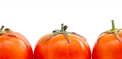 Wall Mural - Tomato vegetables isolated on white. Fresh tomato fruit Clipping Path. Tomato macro photo