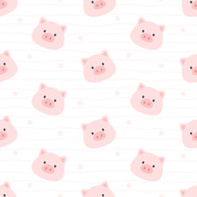 Cute Pig Seamless Pattern Background