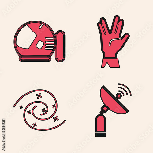 Cuadros en Lienzo Set Radar, Astronaut helmet, Vulcan salute and Black hole icon