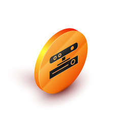 Isometric Motion sensor icon isolated on white background. Orange circle button. Vector Illustration