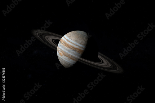 Fotomural Jupiter planet and her rings in the outer space. 3d render
