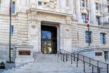 Washington D.C., USA - March 1, 2020: The Entrance Of John A. Wilson Building, Which Houses The Executive Office Of The Mayor And The Council Of The District Of Columbia.