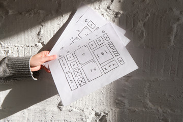 Wall Mural - ux website design wireframe. sketch, prototype, framework, layout future design project. ui/ux - use