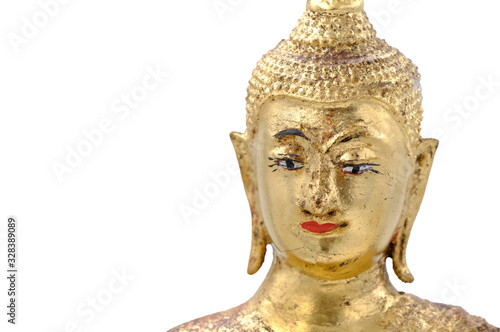 Fotografía Buddha image isolated on white background with copy space on the left hand side