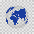 Planet Earth. World. Eurasia, Africa. Transparent background. Isolated image.. Vector