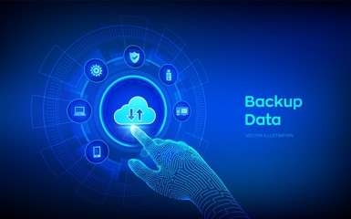 Wall Mural - backup storage data. business data online cloud backup. internet technology business concept. online