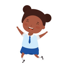 Sticker - cute little afro student girl character