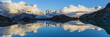reflexion of mountain on water; sunset from lac blanc over chamonix