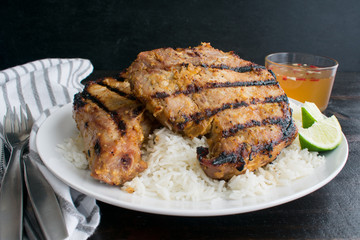 Wall Mural - Vietnamese Grilled Lemongrass Pork Chops: Grilled pork chops that have been marinated in a lemongrass sauce