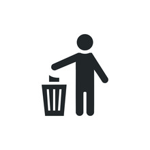 Simple Icon People Women Throw Garbage