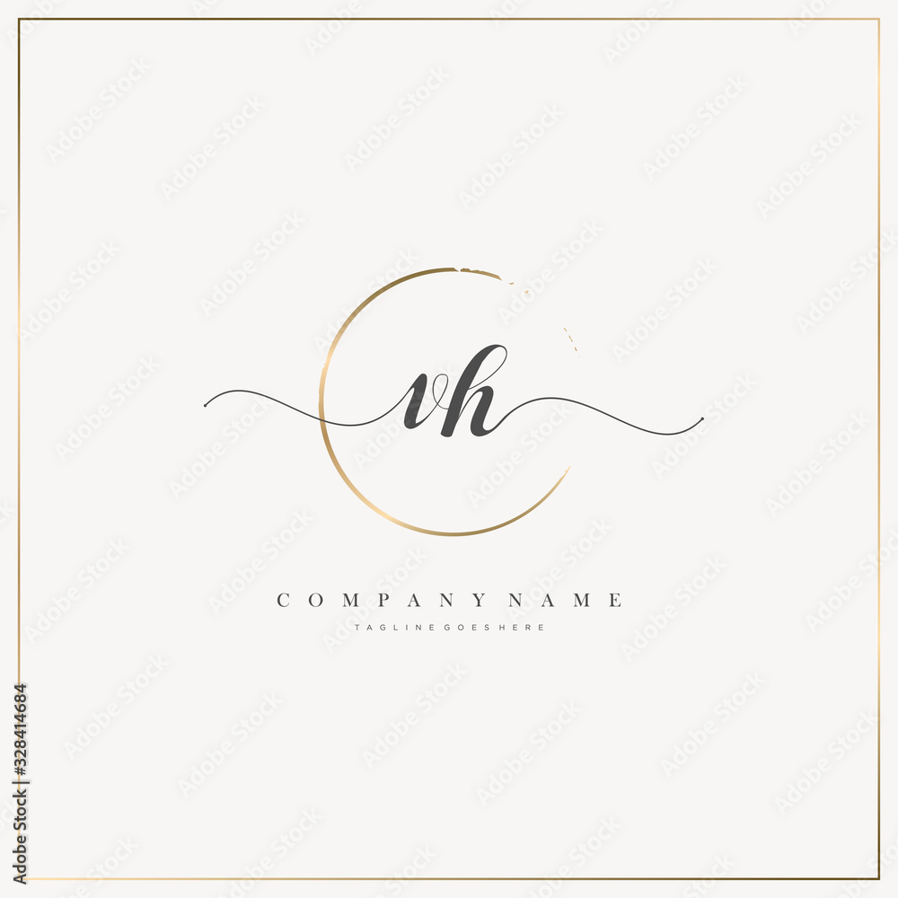 VH Initial Letter handwriting logo hand drawn template vector, logo for ...