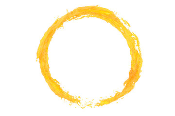 Wall Mural - orange juice liquid splash circle isolated on white color background. 3d render illustration