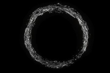 Wall Mural - water splash circle isolated on black color background. 3d render illustration