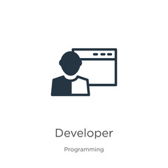 Developer icon vector. Trendy flat developer icon from programming collection isolated on white background. Vector illustration can be used for web and mobile graphic design, logo, eps10