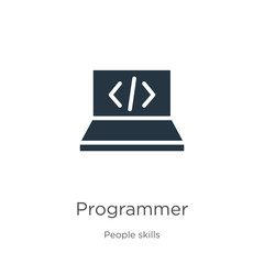 Programmer icon vector. Trendy flat programmer icon from people skills collection isolated on white background. Vector illustration can be used for web and mobile graphic design, logo, eps10