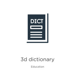 3d dictionary icon vector. Trendy flat 3d dictionary icon from education collection isolated on white background. Vector illustration can be used for web and mobile graphic design, logo, eps10