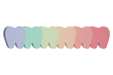 Wall Mural - A row of teeth of multi colors or rainbow - dental cartoon 3d render flat style