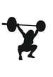 Silhouette girl snatch olympic lifting barbell overhead squat