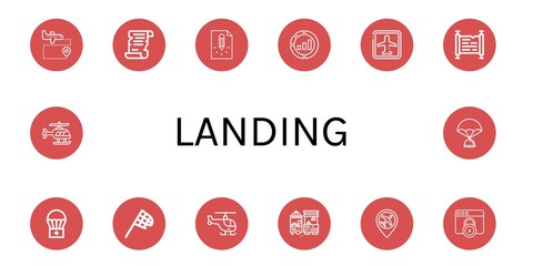 Canvas Print - landing icon set