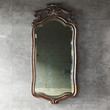 Classic wood carved mirror frame on marble wall background 3d render