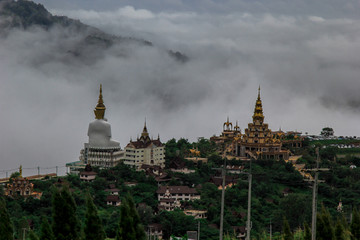 Pino Latte Resort & Cafe-Petchaboon: 2 October 2016,atmosphere from the coffee shop on Khao Kho,with tourists visiting the nature,Wat Phra That Pha Kae Kaeo,in Khao Kho area,thailand