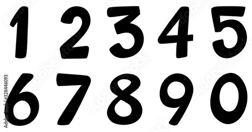 Cuadros en Lienzo Font design for number one to zero on white background
