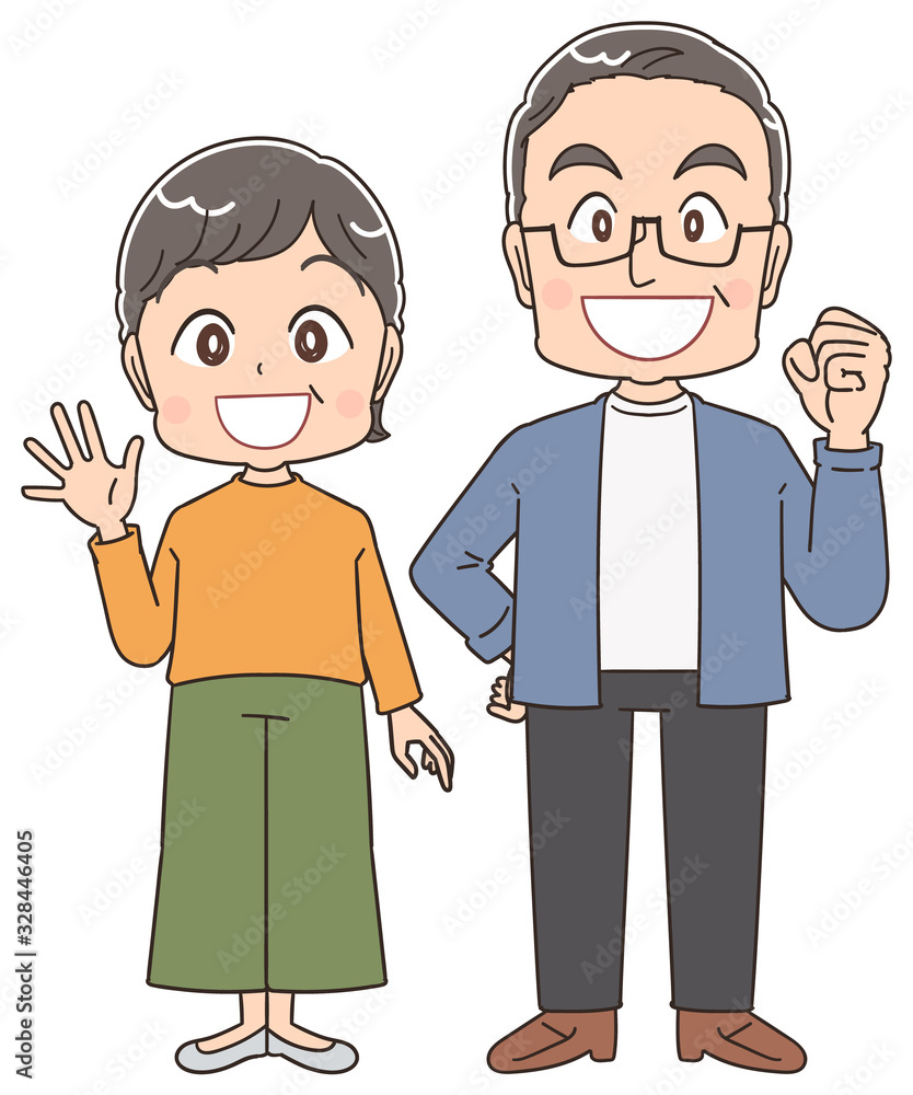シニア 夫婦 高齢者 おじいちゃん おばあちゃん まんが イラスト Fototapety シニア 夫婦 高齢者 おじいちゃん おばあちゃん まんが イラスト Fototapety