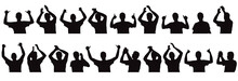 Applauding Person, Clapping Palms, Set Of Silhouettes Of Fan. Vector Illustration.